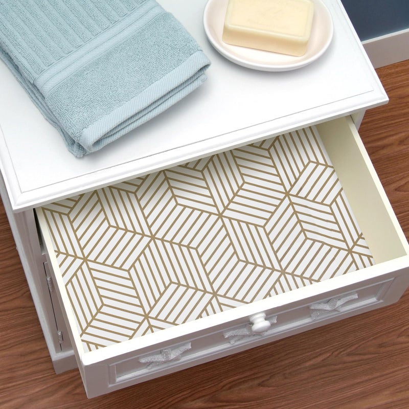 WENMER 17.71" x 118" Geometric Hexagon Wallpaper Peel and Stick Wallpaper Removable Self Adhesive Wall Paper Vinyl Film Shelf Paper & Drawer Liner Roll for Home Use - Image 5